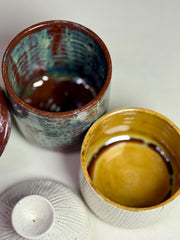 Handmade Stoneware Jar Set: Blue Burgundy & Cream Kitchen Storage