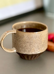 Handmade Stoneware Coffee Mug: Rustic Ceramic Pottery, Eclipse Eye Design