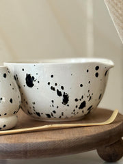 Handmade Speckled Ceramic Matcha Set – Chawan Bowl & Whisk Holder