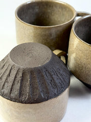 Handmade Stoneware Coffee Mug: Rustic Ceramic Pottery, Eclipse Eye Design