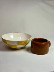 Handmade Ceramic Bowl and Mug Set: Rustic Stoneware Pottery Gift