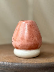 Handmade Ceramic Matcha Whisk Holder • Stoneware • Minimalist Pink Glaze • Chasen Stand