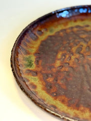 Rustic Handmade Stoneware Dinner Plate – Earthy Brown & Green Glaze