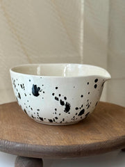 Handmade Speckled Ceramic Matcha Set – Chawan Bowl & Whisk Holder