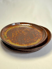Rustic Handmade Stoneware Dinner Plate – Earthy Brown & Green Glaze