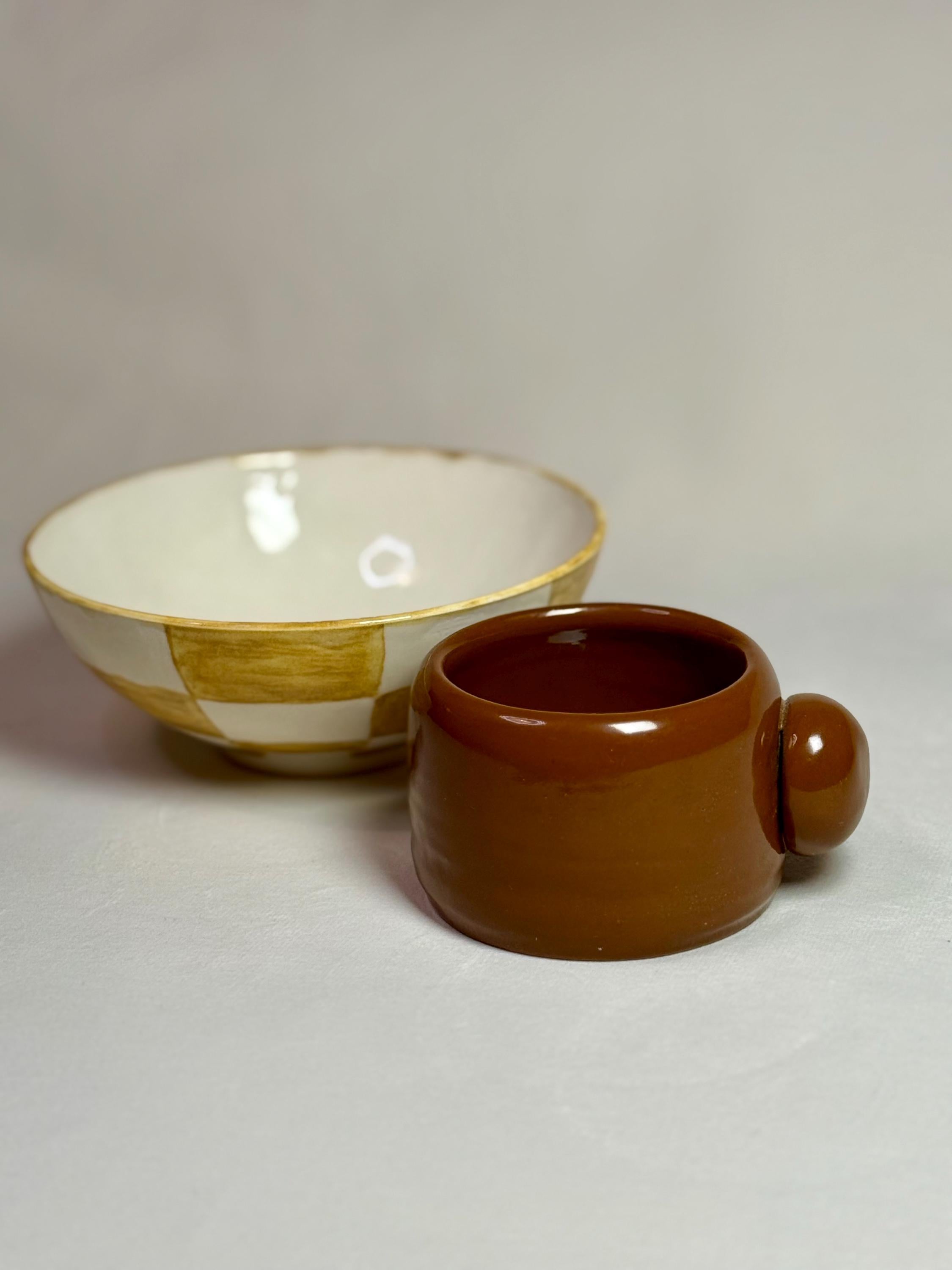 Handmade Ceramic Bowl and Mug Set: Rustic Stoneware Pottery Gift