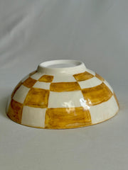 Yellow Checkerboard Ceramic Bowl – 15 cm
