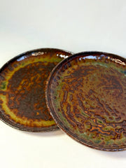 Rustic Handmade Stoneware Dinner Plate – Earthy Brown & Green Glaze