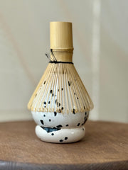 Handmade Speckled Ceramic Matcha Set – Chawan Bowl & Whisk Holder