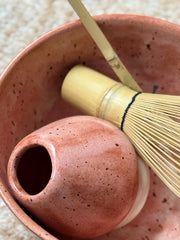 Handmade Ceramic Matcha Whisk Holder • Stoneware • Minimalist Pink Glaze • Chasen Stand